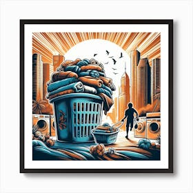 Laundry day and laundry basket 10 Art Print