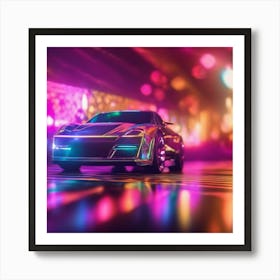 Futuristic Car At Night Art Print