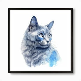 Belarusian Blue Cat Portrait 3 Art Print