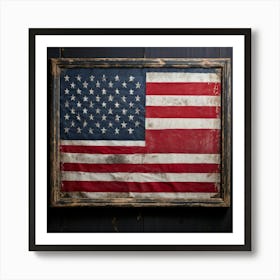 An Antique American Flag Resplendent With Immaculate Red Stars Scattered Against A Deep Blue Backgr (7) Art Print