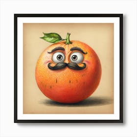 Orange With Mustache 19 Art Print