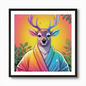 Deer In Robe 2 Art Print