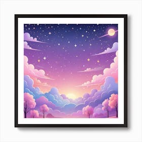 Sky With Twinkling Stars In Pastel Colors Square Composition 149 Art Print