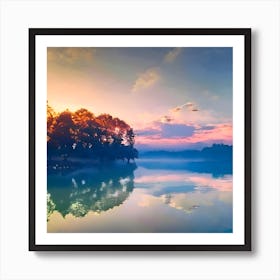 Sunrise Over The Lake Art Print