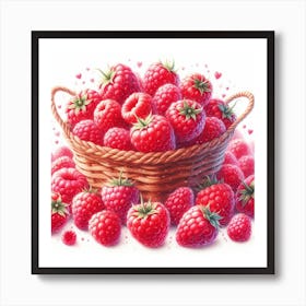 A basket of Raspberries 1 Art Print