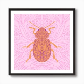 Pink Floral Beetle Art Print