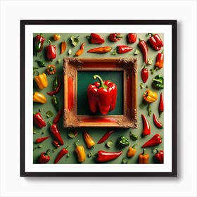 Frame Created From Bell Pepper On Edges And Nothing In Middle Mysterious (7) Art Print