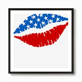 Kiss Lips Us Flag Art Print