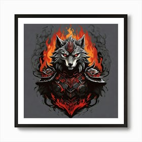 Wolf In Flames 1 Art Print
