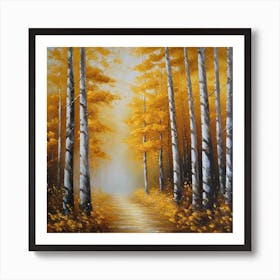 Birch Trees In Autumn Art Print