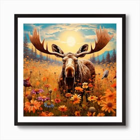 Moose In The Meadow 1 Art Print