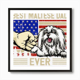 Limited Edition Mens American Flag Best Maltese Dad 4th Of Art Print