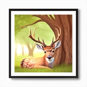 Deer In The Grass 1 Art Print