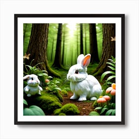 Rabbits In The Forest Art Print