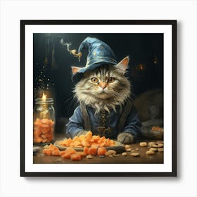 Cat In Wizard Hat Art Print