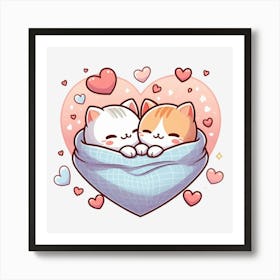 Valentine's Day Lovely Cat Couple 22 Art Print