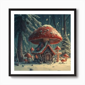 Red mushroom shaped like a hut 6 Art Print