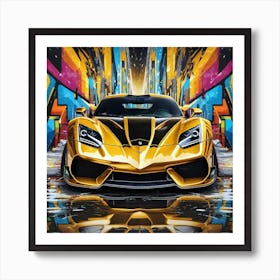 Gold Sports Car 1 Art Print