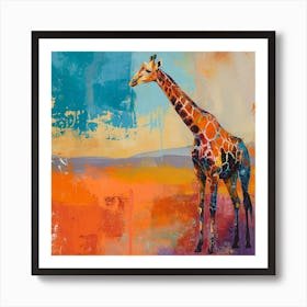 Impasto Warm Giraffe Portrait 1 Art Print