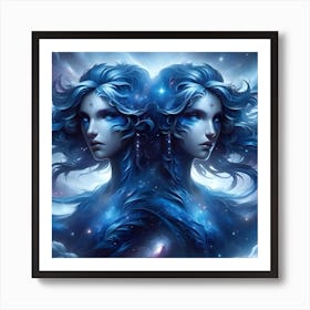 Two Women In The Sky Art Print