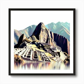 Color Focus Brush Painting Machu Picchu In Peru 1 Art Print