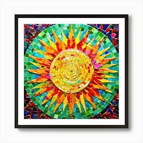 Mosaic Sun A Sun Created From A Mosaic Of Small Tiles 9 Art Print