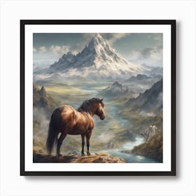 Horse In The Mountains Art Print