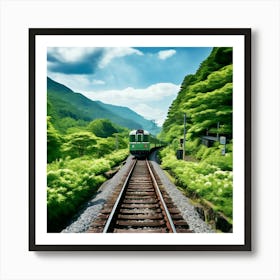 Rail Nature Train Transportation Japan Mountain Way Garden Summer Background Tour Tourism (4) Art Print