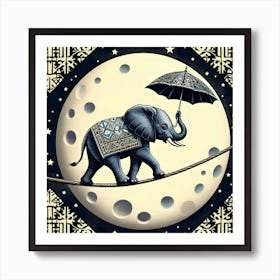 Elephant On A Rope 1 Art Print