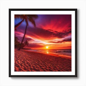 Sunset On The Beach 370 Art Print