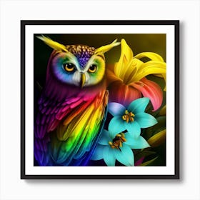 Rainbow Owl 12 Art Print
