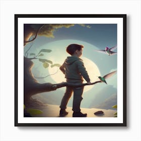 Boy In The Forest Art Print