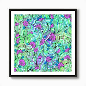 Abstract Hippy Flowers 03 Art Print