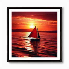 Sailboat At Sunset 21 Art Print