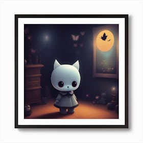 Cute Cat In The Dark Art Print