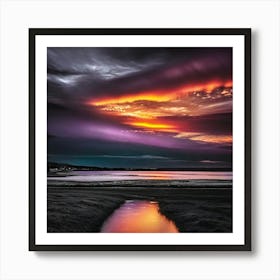 Sunset Over A Stream Art Print