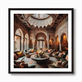 The dining hall in the middle of a traditional Moroccan house 5 Art Print