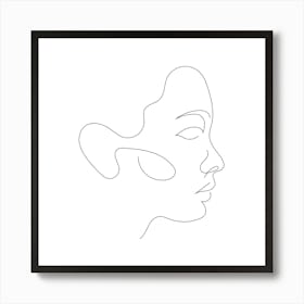 Woman'S Face Continuous line drawing of a woman, Scandinavian wall art, fine art print. Art Print