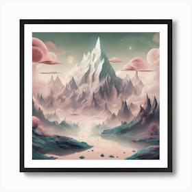 Pink Mountains And Clouds Art Print