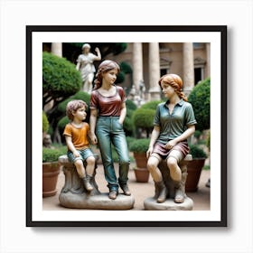 Statues Of A Family Art Print