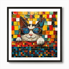 Cat In Glasses 1 Art Print