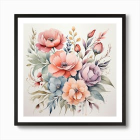 Watercolor Flowers art print 1 Art Print