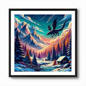 Dragon In The Snow Art Print