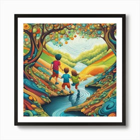 Children In The Forest Art Print