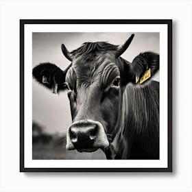 Black And White Cow Art Print