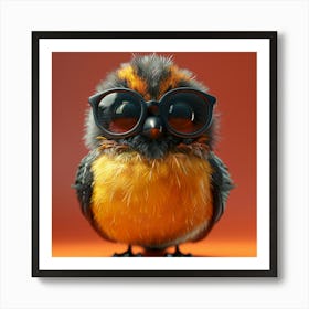 Cute Bird In Sunglasses Art Print