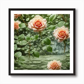 Roses In The Water Art Print