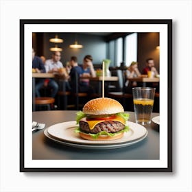 Hamburger In A Restaurant 2 Art Print