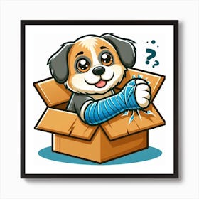 Dog In A Box Question Mark Art Print