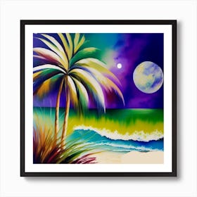 AbstPalm Trees On The Beach Art Print